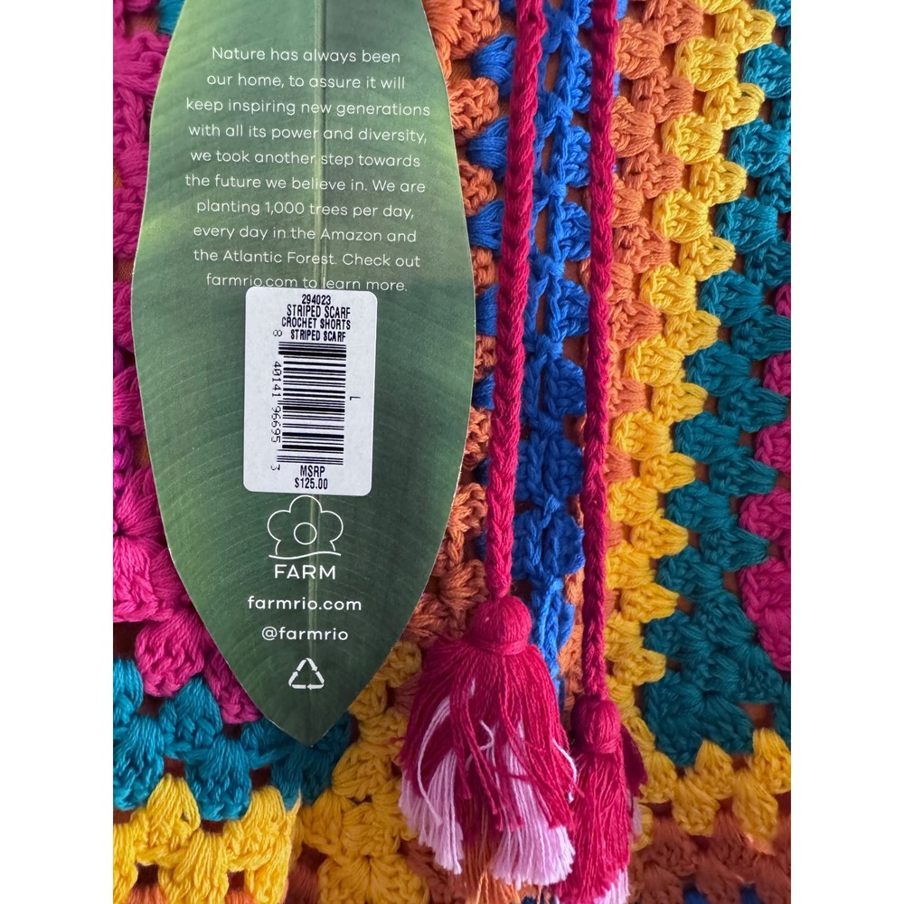 Farm Rio Striped‎ Scarf Crochet
Shorts Size Large NWT - Picture 5 of 7